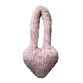 Detailed view of pink heart-shaped faux fur handbag with fluffy and soft plush texture - Flesh Pink