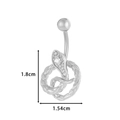 Silver snake belly piercing with rhinestones, measuring 1.8cm by 1.54cm size - Snake Shape (6#) / Silver