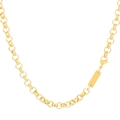 Halskette aus vergoldetem Titanstahl mit Perlen und gravierbarem rechteckigem Anhänger - Goldene Halskette (KN239333-Z)