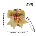 Christmas bow ornament with gold glitter pine cones berries and red white stripes - Gold