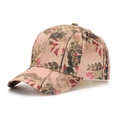 Dettaglio del cappello da baseball floreale rosa con trama a rete traslucida delicata - Stile A - Floreale Rosa