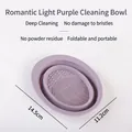 Detailed top view of light purple silicone makeup brush cleaning bowl with textured surface - Silicone Bowl / Purple