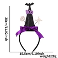Detailed view of Halloween witch hat headband with BOO text and size specifications - Pumpkin Skull 3D Style