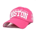 Rose red baseball cap with white 3D City Boston embroidery and side shield badge - M(56-58cm) / Rose Red