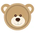 Nahaufnahme eines braunen Teddybär-Musters für Kindergeburtstagsfeiern Deko-Zubehör - Papier / Hellbrauner Bärenkopf Papierteller / 7"