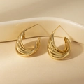 Polished gold multi-layer wrap C-shaped hoop earrings with elegant woven texture - Twisted Lines (BJGE0854)