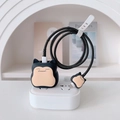 Cartoon Snorlax protective case set for 18W/20W charger adapter and USB cable - Snorlax / Five-Piece Set