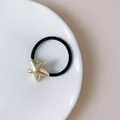 Punk style golden star metal hair tie with high elastic black rubber band for ponytail - FA2745 Gold Small Star