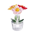 Elegant crystal floral ornament featuring pink, yellow, and red flowers in a clear vase - Heart Flower-3 Colors