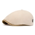 Breathable mesh newsboy cap in beige and brown patchwork for summer outdoor wear - Beige