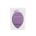 Purple teardrop cleansing sponge with hanging rope in individual plastic bag - Finger Teardrop Ribbon Style / Purple