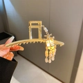 Elegant gold hair claw clip with pearl lantern tassel and traditional Chinese style design - Gold Lantern Hair Claw (21# Hair Claw-Gold-Lantern)