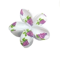 Floral claw clip with purple grape prints and white petals for women's hair styling - UV Print Plumeria [Grape]