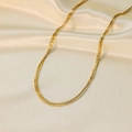 Layered 18k gold plated stainless steel herringbone necklace for women on silk background - Four Layer Chain Style (H6188) / Necklace / Gold