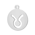 Zodiac Taurus sign round cutout pendant in silver finish for minimalist jewelry - Steel Color Taurus (KLJ4465-Z)