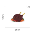 Thanksgiving turkey embroidery patch with size measurements 6.1 x 4.4 cm and weight 1.6g - Roasted Turkey (AZ2459A5-3-8)