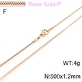 Elegant rose gold titanium steel snake chain necklace with lobster clasp 500x1.2mm - Rose Gold 1.2mm Width 50cm Length (KN203594-Z)