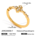 Dettaglio dell'anello a croce in acciaio inossidabile placcato oro 18K impermeabile - Stile Croce 0.76cm (JDR0208008-7) / Oro