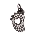 Micro-paved zircon baby footprint charm with heart cutout in black plated finish - Black Pave Footprint (M612145-Black)