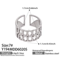 Bague ajourée en acier inoxydable argenté avec un design ouvert et flexible - Style Creux Circulaire à Double Rangée (Y194) / Acier