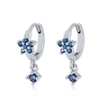 Detail of silver S925 earrings with blue cubic zirconia in star and round shapes - 37-Star Blue Zirconia