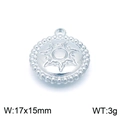 Ciondolo sole in acciaio inossidabile argento, charm rotondo 17x15mm per collane - Stile Argento (KLJ7713-Z)