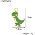 Green cartoon dinosaur enamel pendant with golden edges for DIY jewelry making - Green Dinosaur FP46034BW1