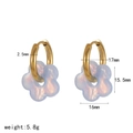 Detailed size chart for gold hoop earrings with blue glass flower pendants - Blue (TE60545-PL)
