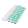 Mint green 24-compartment silicone ice cube tray with a clear lid for easy release - 24 Grids / Green