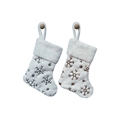Chaussettes de Noël en peluche blanche avec broderies de flocons de neige en paillettes dorées - Petit / Flocon de Neige Doré
