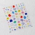 Cartoon matte nail art sticker M-211 featuring colorful jelly icons and funny faces - Colorful Cartoon Expression Style (M-211)