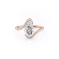 Detail eines roségoldenen Tropfen-Diamantrings mit Mikropavé-Zirkonia-Einfassung - US-7 / Roségold