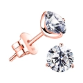 Elegante 925 Sterling Silber Ohrstecker in Roségold mit runden Steinen in Krappenfassung - 6mm / Roségold (Silberstopfen)