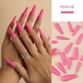 Uñas postizas largas tipo ataúd rosa mate estilo P004-1B para un look minimalista - Ataúd Largo / Rosa oscuro mate