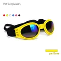Foldable pet sunglasses with bright yellow frames and blue-purple mirrored lenses - One Size / Yellow
