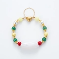 Pulsera de cuentas de piedra natural con cierre de corazón magnético y detalles de perlas - A92 Serie Blanca