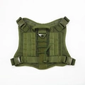 Detail of military green tactical dog harness with Molle system and metal D-ring attachment - Green Tactical Harness