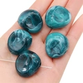 Irregular dark green marble pattern acrylic beads for DIY jewelry and necklaces - Dark Emerald Irregular Bead (5pcs/pack) / 26x24mm