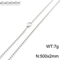 Klassieke zilveren 500x2mm box-ketting met karabijnsluiting van roestvrij staal - 2mm / 50cm / Staalkleur