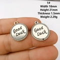 Pendentif rond en argent tibétain gravé Good Luck pour bijoux DIY, 18mm sur 21mm - Style 1 Rond Good Luck