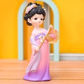 Pink hanfu girl figurine holding a yellow lantern decorative resin statue for desk - B143 Carrying Lantern - Large