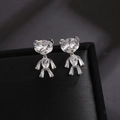 Glitzernde Bären-Ohrstecker mit klaren Zirkonia-Steinen in einer Silberfassung - Zircon Bear Stud Earrings / Silber