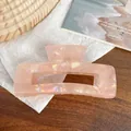 Iridescent pearlescent pink rectangle hollow hair claw clip with shell texture finish - Rectangle 10.5cm / Iridescent Orange