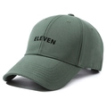 Gorra de béisbol verde militar en sarga de algodón con estampado de letras ELEVEN - Verde claro