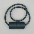 Dark grey magnetic curtain tieback with woven rope and cylindrical buckle - Grey Blue