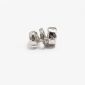 Silver multi-layer ear cuff with zircons and star patterns in a bright finish - White Gold