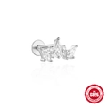 Elegant S925 sterling silver ear stud featuring Marquise-cut cubic zirconia crown - Geometric Rhombus Style #8 / White Gold