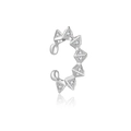 Bague d'oreille minimaliste en argent S925 avec clous géométriques sertis de zircon - Argent [Strass Blanc]