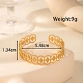 Breiter goldener Edelstahl-Armreif mit Retro-Blumenmuster und Maßangaben für Damen - Retro Perlenrand Hohl-Stil / Gold