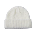 Classic pure white knitted wool beanie hat with a vintage dome shape for winter warmth - One Size / Off-white